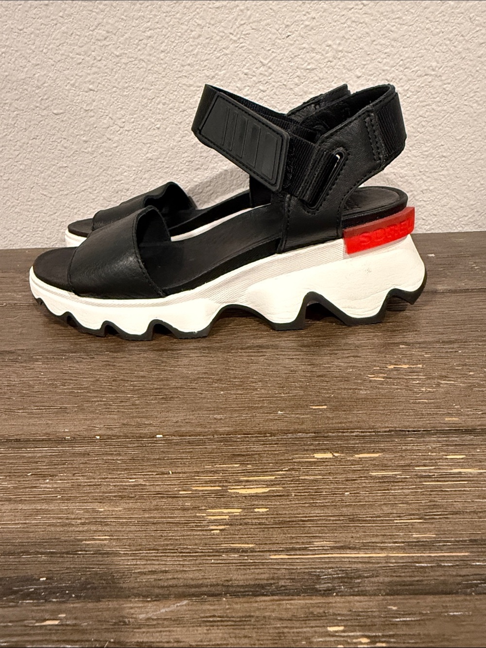 Sorel Black and White Platform Sport Sandals - Picture 2 of 8